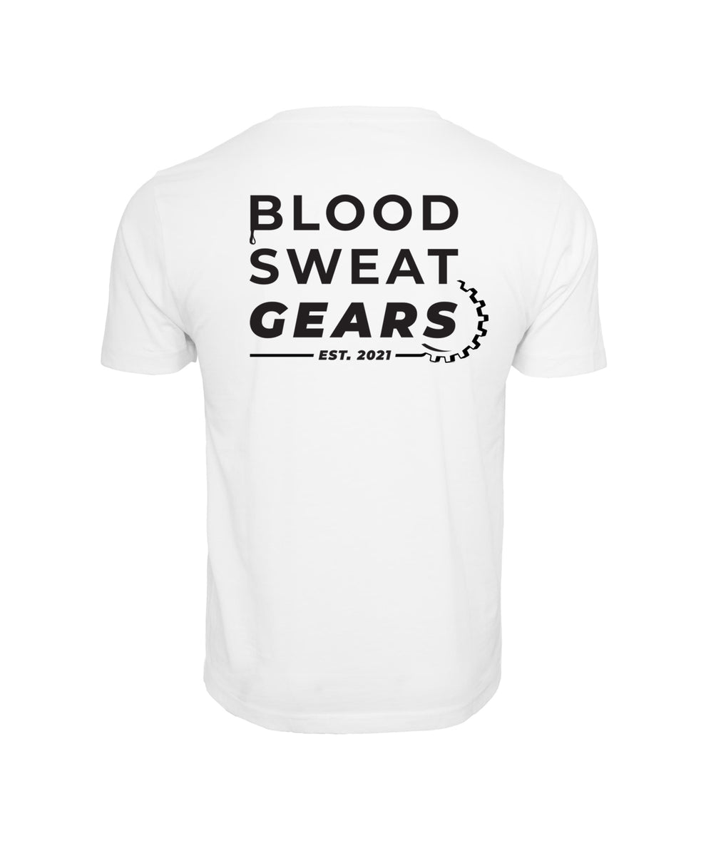 Blood Sweat Gears T-shirt White | RIDR Apparel