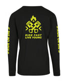 RIDR Apparel Custom Longsleeve Ride Fast Live Young Fluor Yellow