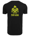 RIDR Apparel Custom T-shirt Ride Fast Live Young Fluor Yellow