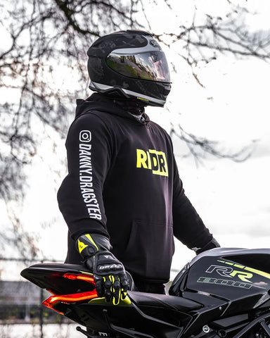 RIDR Apparel Custom Hoodie with Instagram name - @danny.dragster