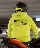 Frozen Yellow Fluor Ride Or Die RIDR Hoodie bikelife apparel
